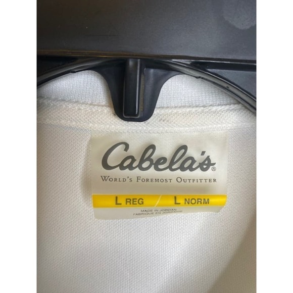 Cabelas Polo Shirt White Short Sleeve Mens Large - Picture 3 of 3
